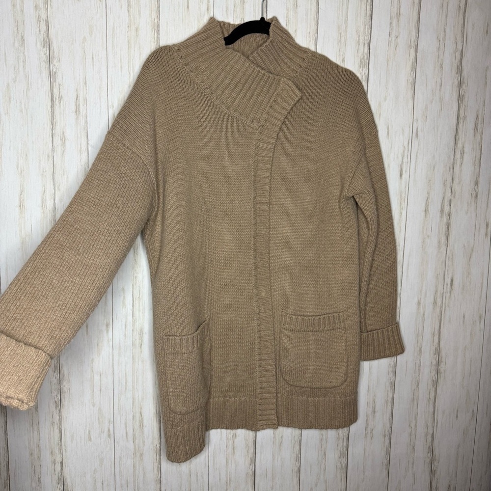White + Warren Tan Knit Merino Wool Sweater Small